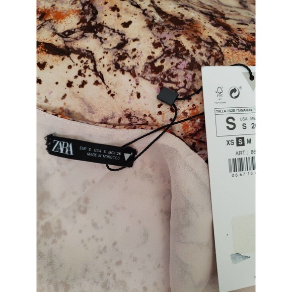 Zara Printed Satin Effect Mini Wrap Slip Dress Sz S Small NWT (b - Picture 6 of 6